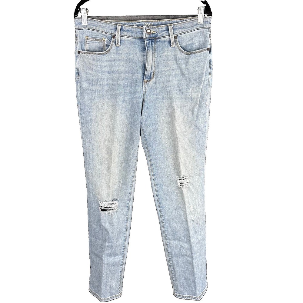 Universal Thread Jeans Womens 10R Blue High Rise 90s Straight Distressed Denim